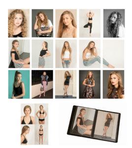 This is a sample of a modeling portfolio for a woman just beginning her career